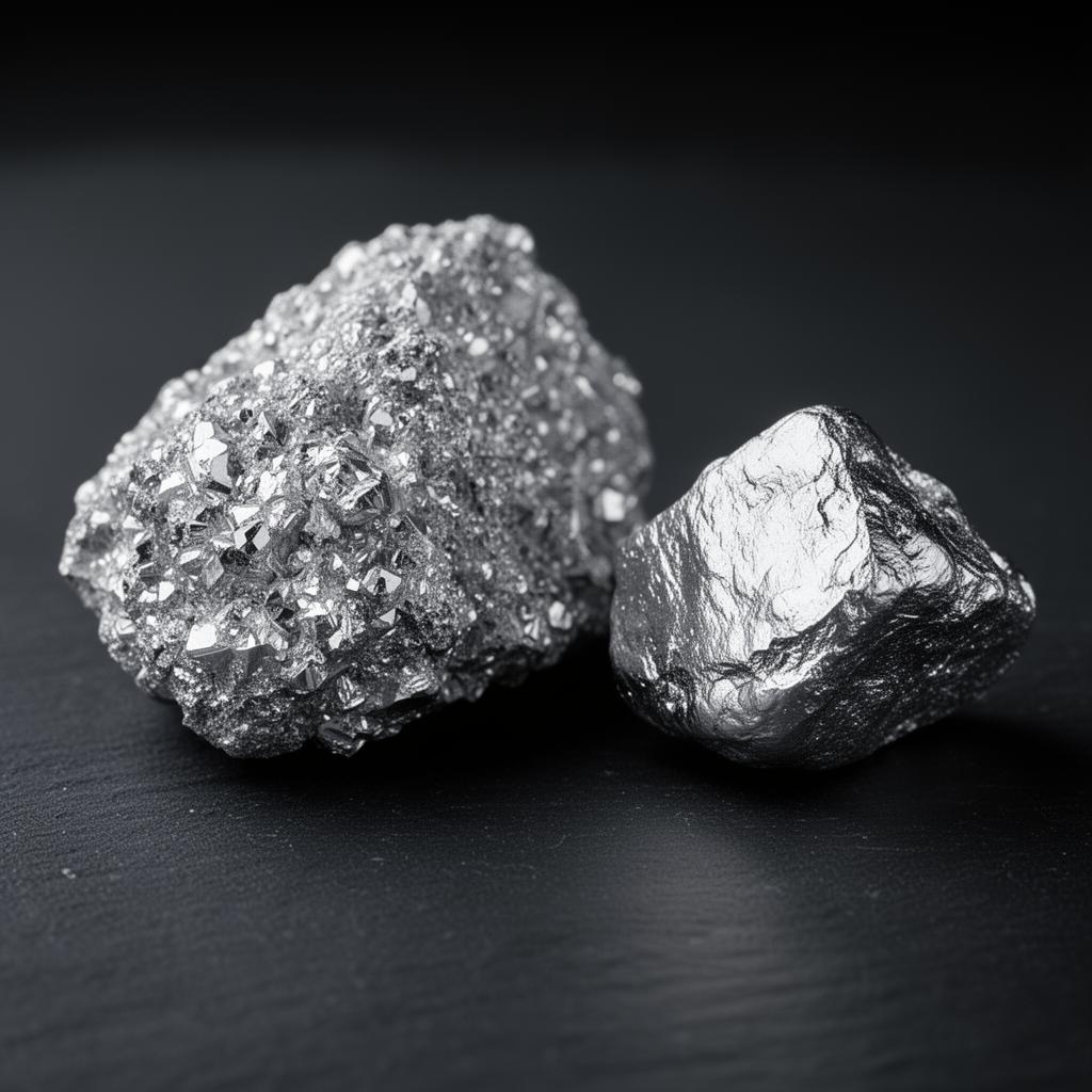 Raw and refined rhodium specimens